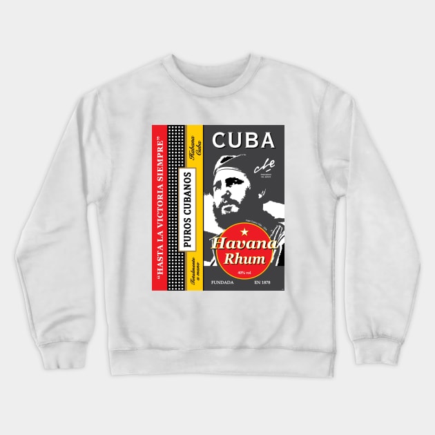 Cuba Castro Havana Habana Cigars Puros Travel Crewneck Sweatshirt by PB Mary